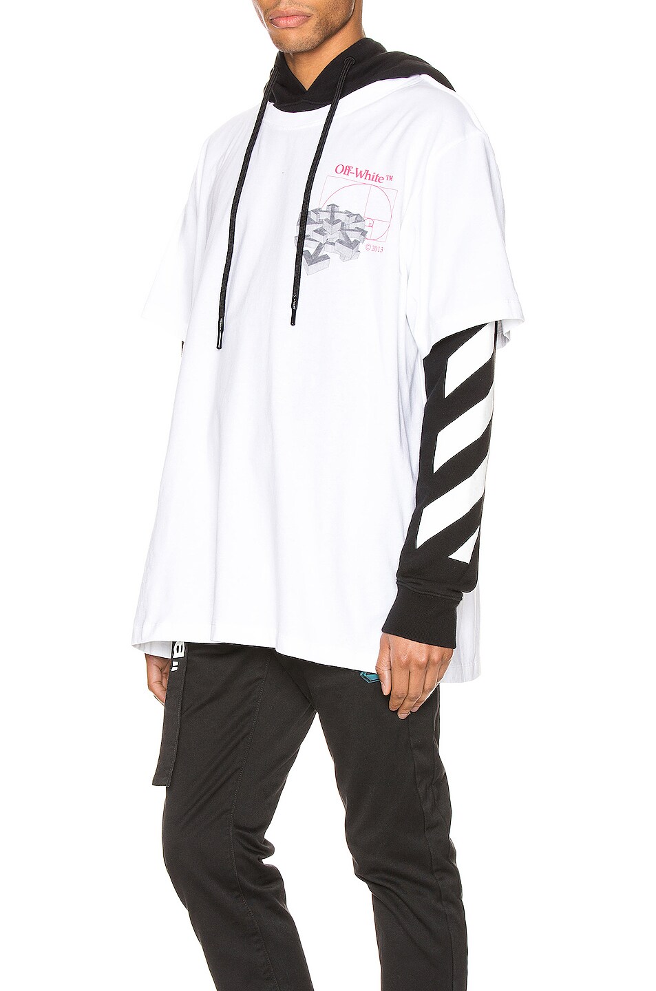 OFF-WHITE Golden Ratio Double Tee Hoodie in White Multi | FWRD
