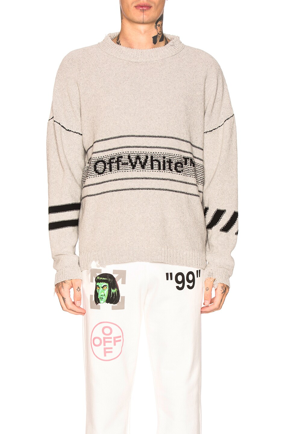 Image 1 of OFF-WHITE Cotton Off-White Sweater in Medium Grey