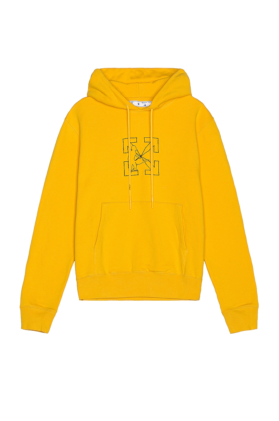 Image 1 of OFF-WHITE OW Logo Workers Slim Hoodie in Yellow & Black