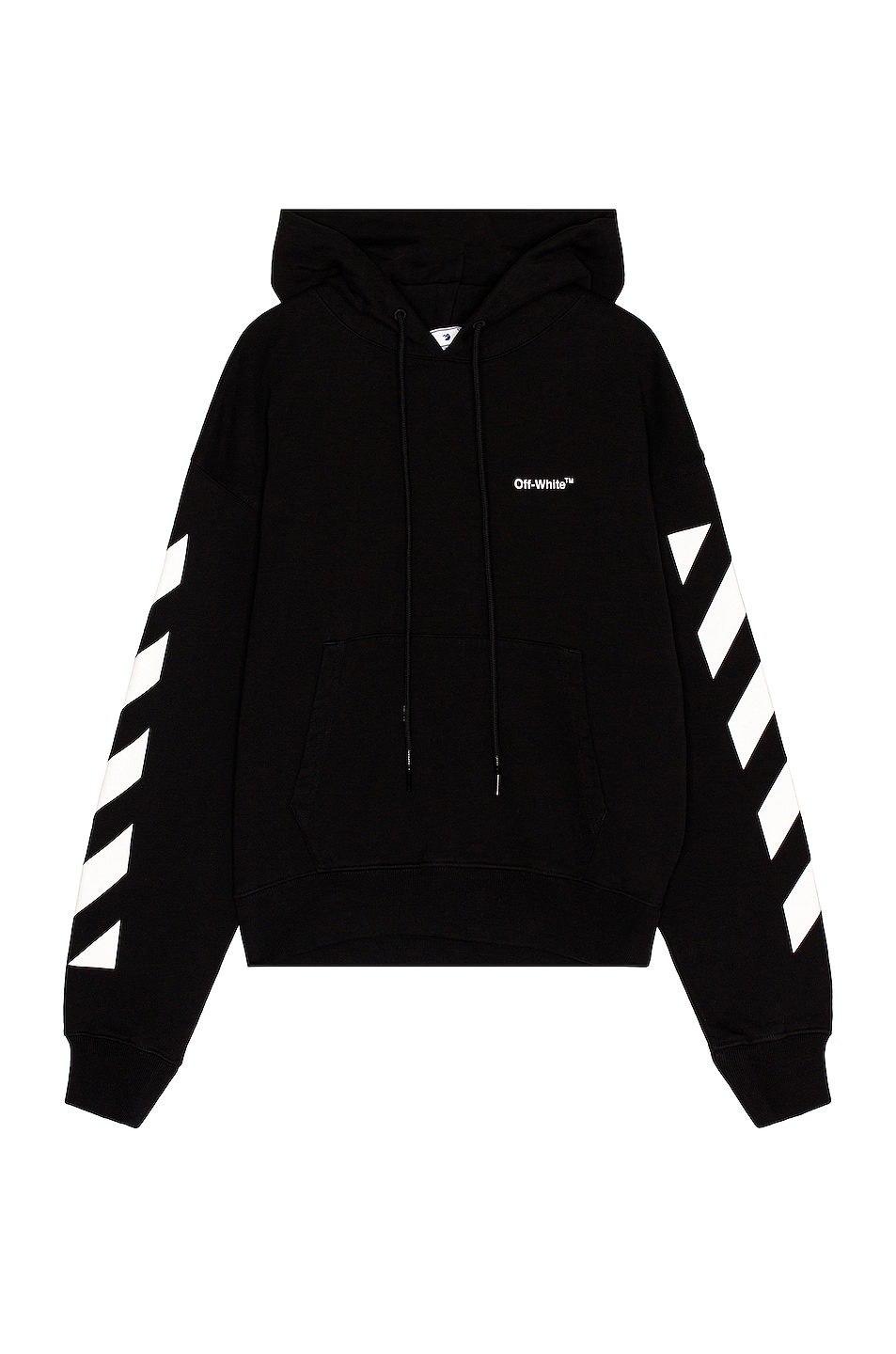 Image 1 of OFF-WHITE Diagonal Helvetica Over Hoodie in Black & White