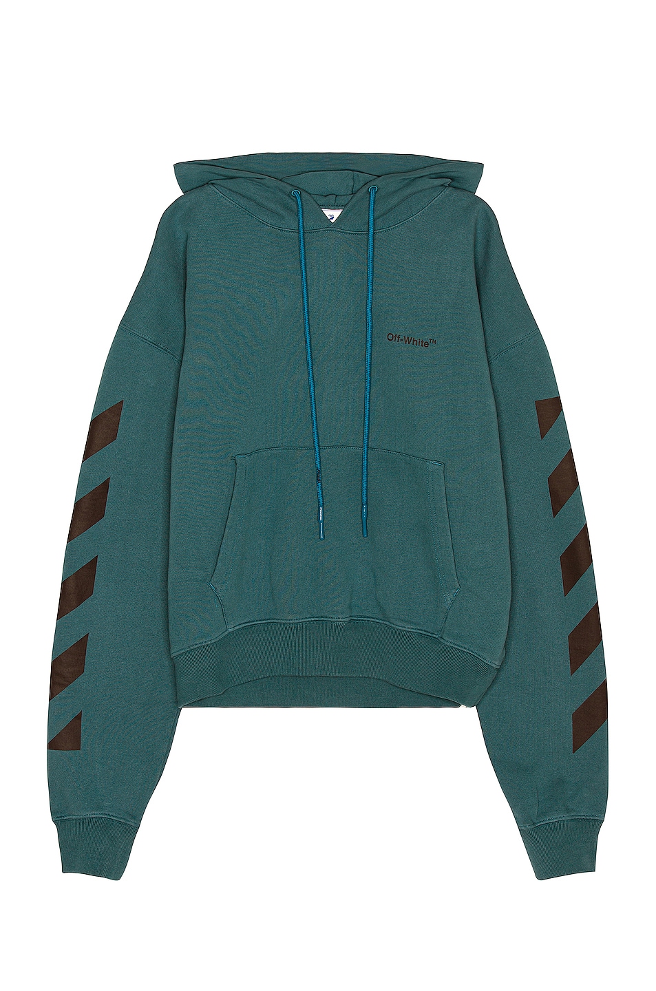 Image 1 of OFF-WHITE Diagonal Helvetica Over Hoodie in Duck Green
