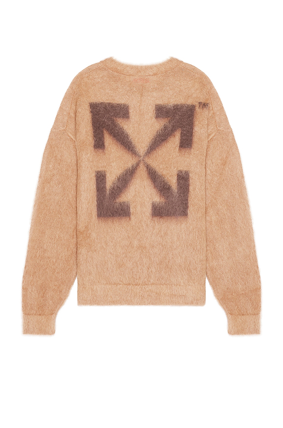 Image 1 of OFF-WHITE Arrow Mohair Skate Knit Crewneck Sweater in Camel