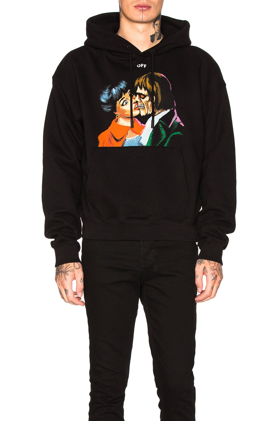 Image 1 of OFF-WHITE Kiss Over Hoodie in Black Multi
