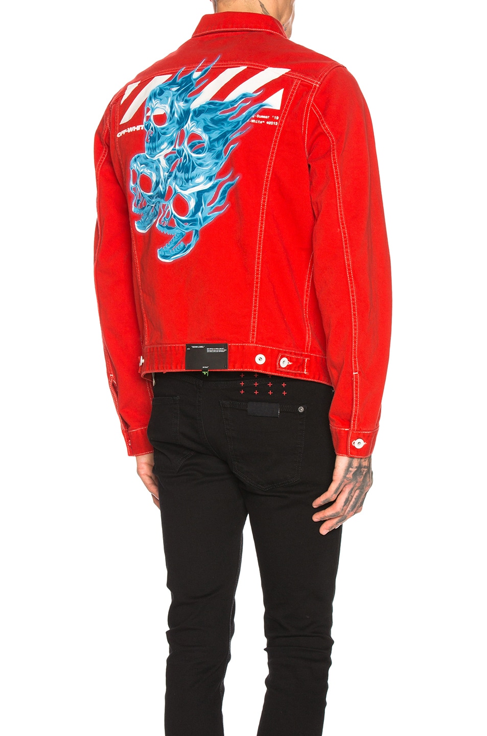 Image 1 of OFF-WHITE Slim Denim Jacket in Red