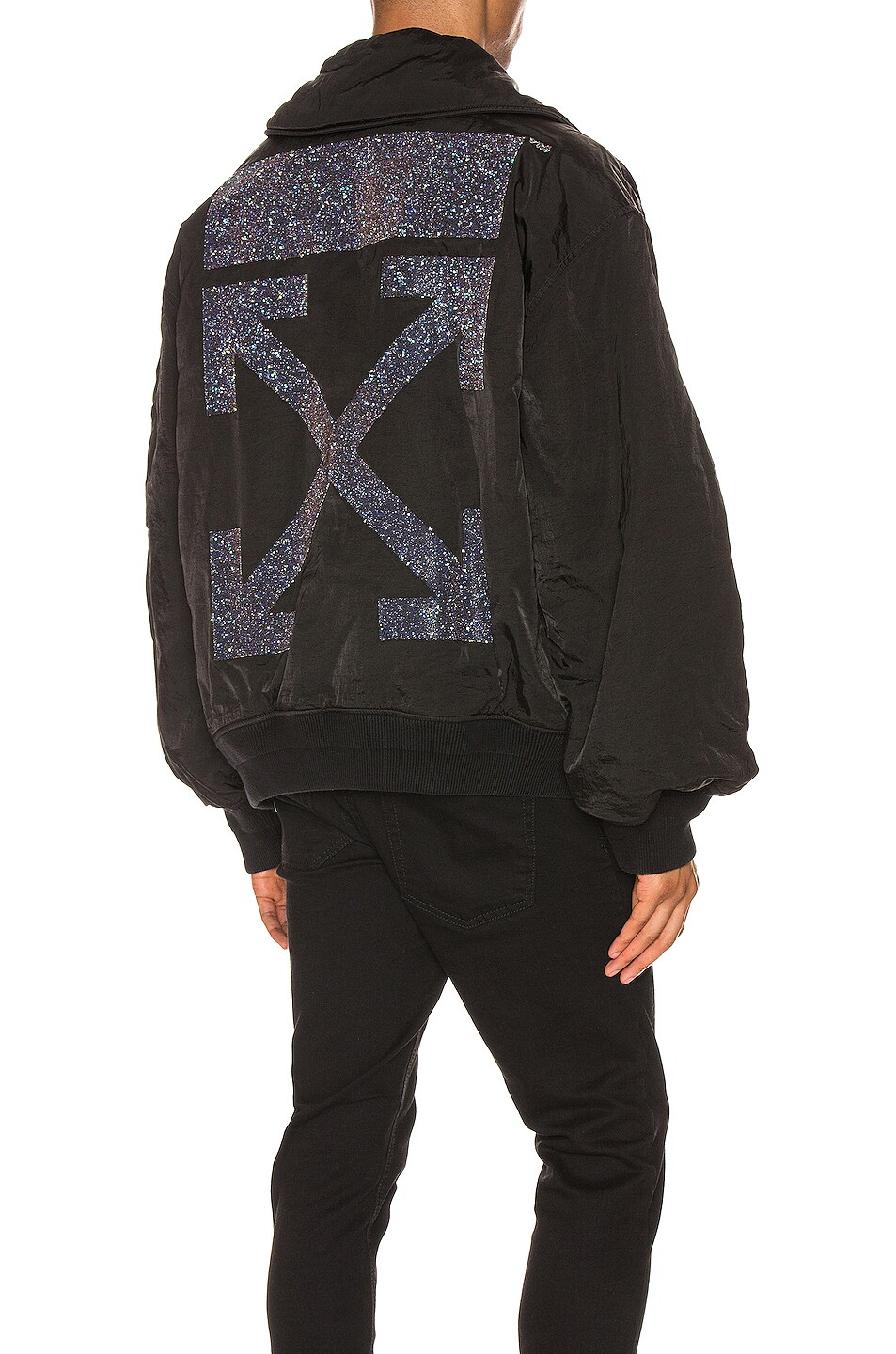 Image 1 of OFF-WHITE Arrow Garment Dyed Bomber in Black & Silver