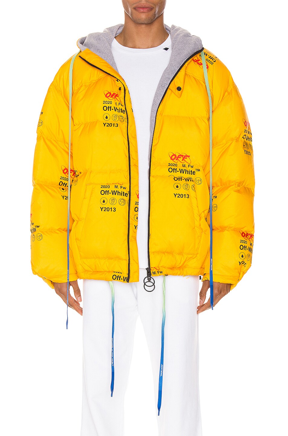 Image 1 of OFF-WHITE Industrial Zipped Puffer in Yellow