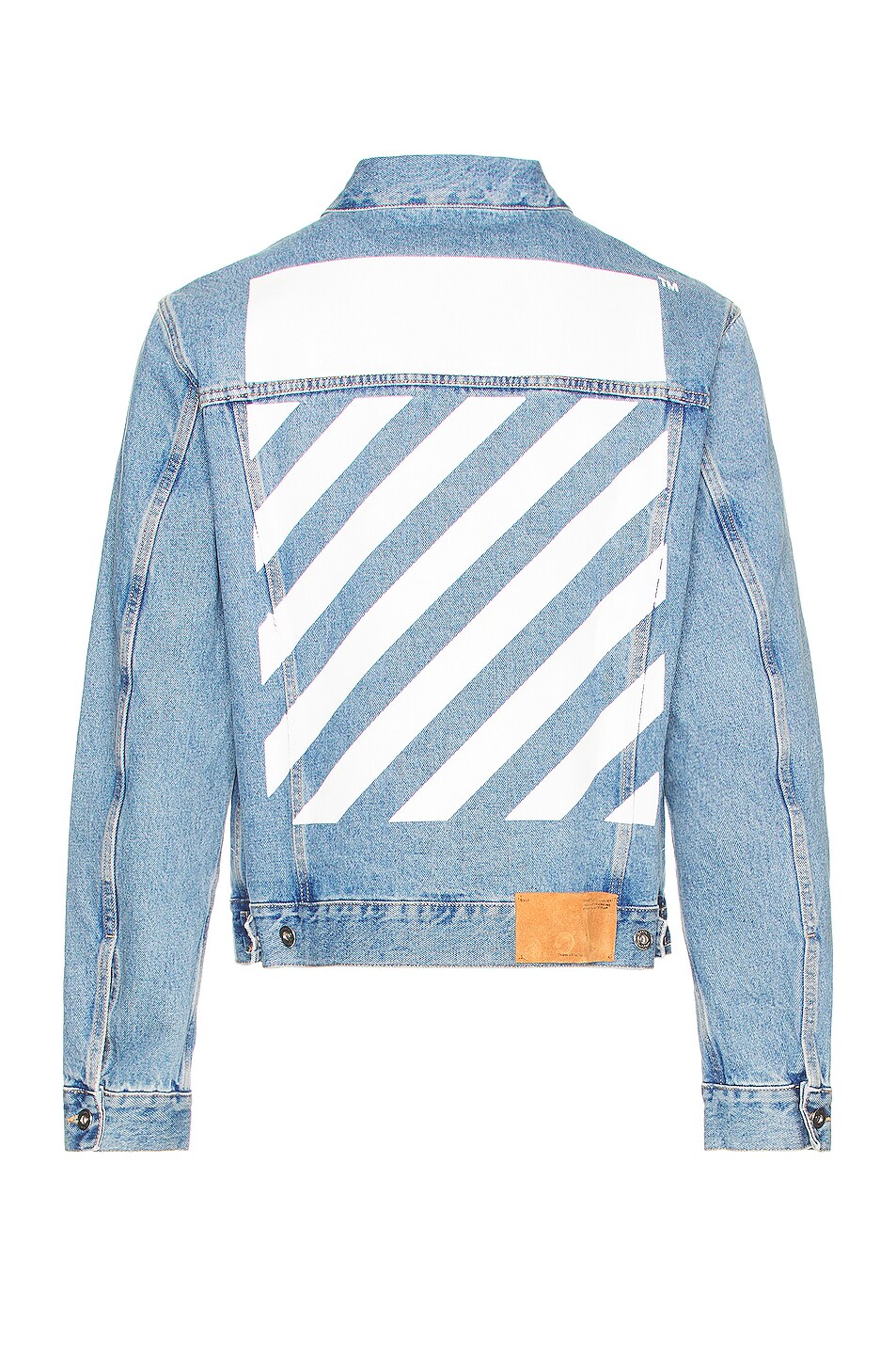 Image 1 of OFF-WHITE Diagonal Tab Slim Denim Jacket in Medium Blue