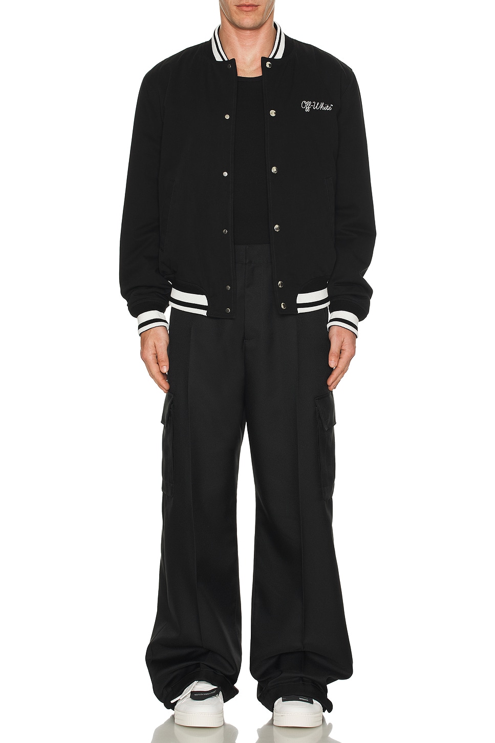 Image 1 of OFF-WHITE Souvenir Varsity Jacket in Black & White