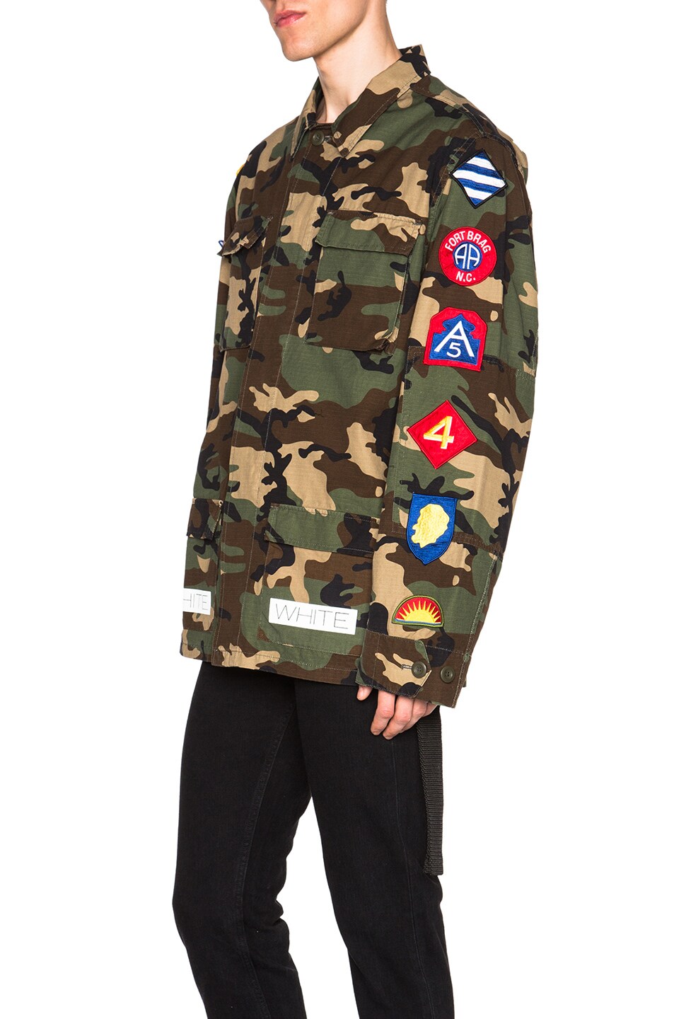 OFF-WHITE Sahariana Jacket with Patches in Camouflage | FWRD