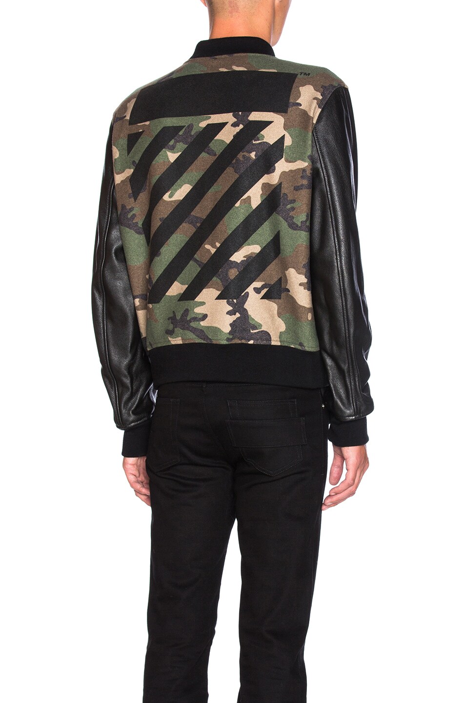 Image 1 of OFF-WHITE Leather Camo Bomber in Camo