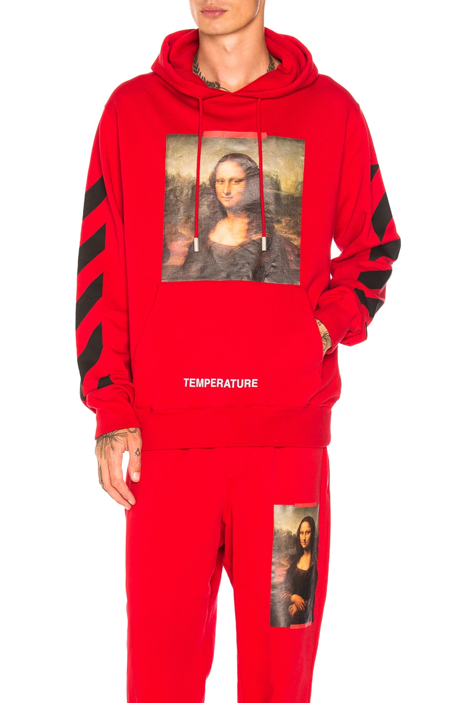 Image 1 of OFF-WHITE Diagonal Mona Lisa Hoodie in Red