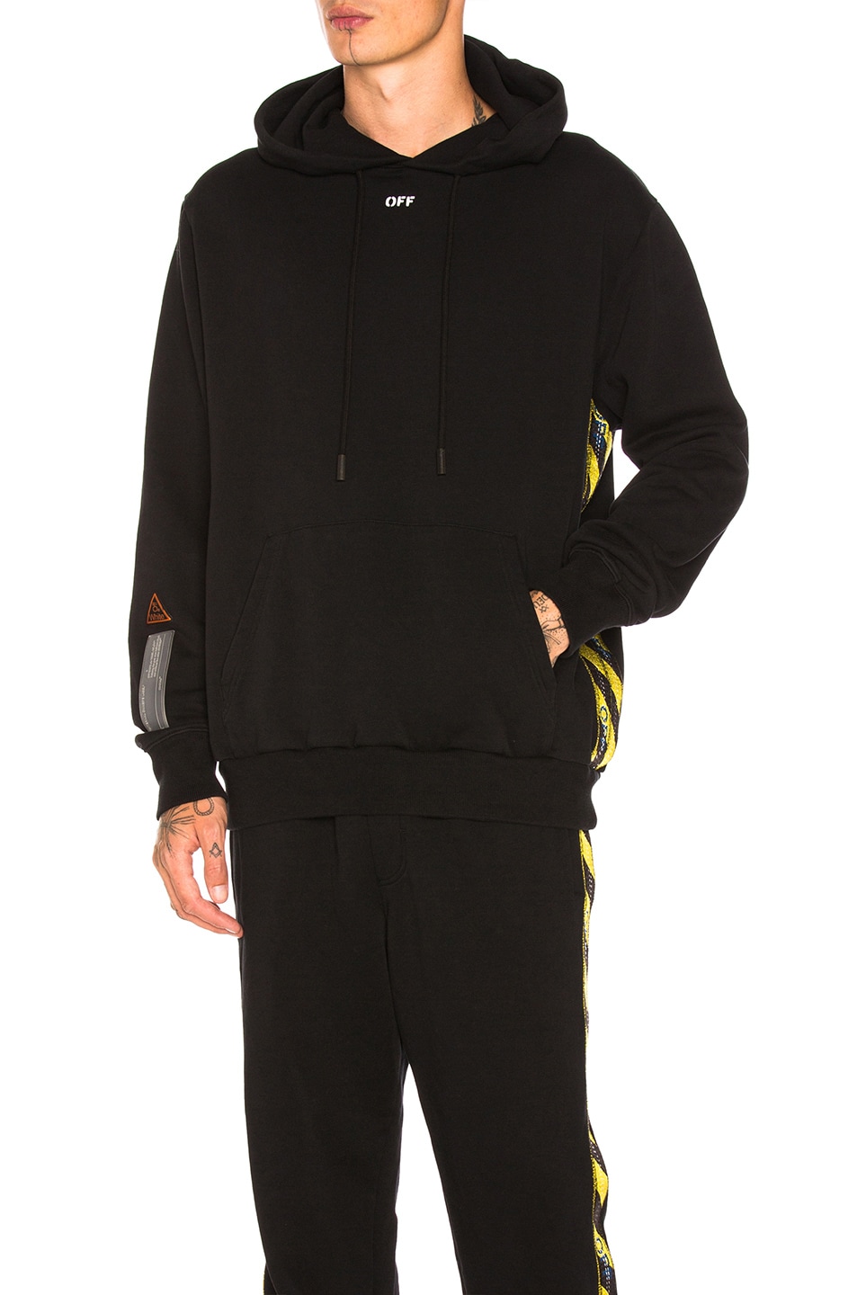Image 1 of OFF-WHITE Tape Hoodie in Black