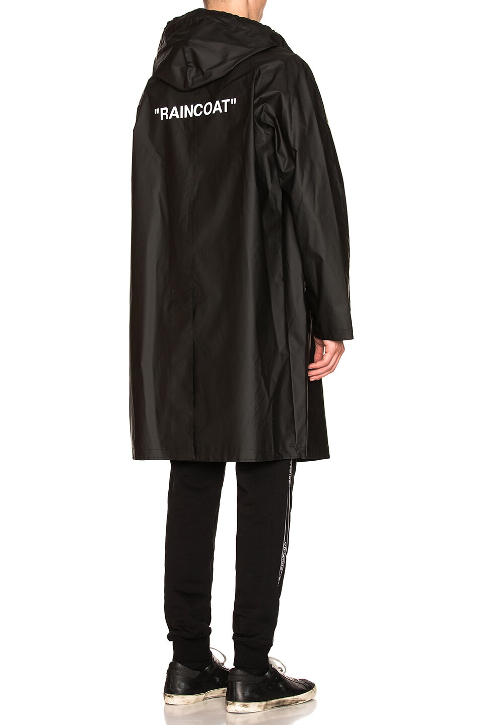 Image 1 of OFF-WHITE Quote Raincoat in Black & White