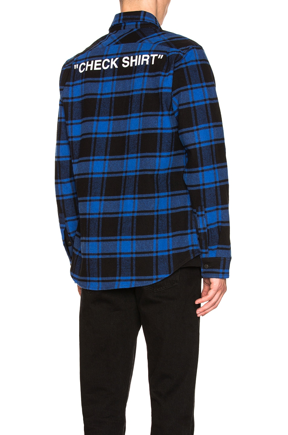 Image 1 of OFF-WHITE Quote Flannel in Blue & White