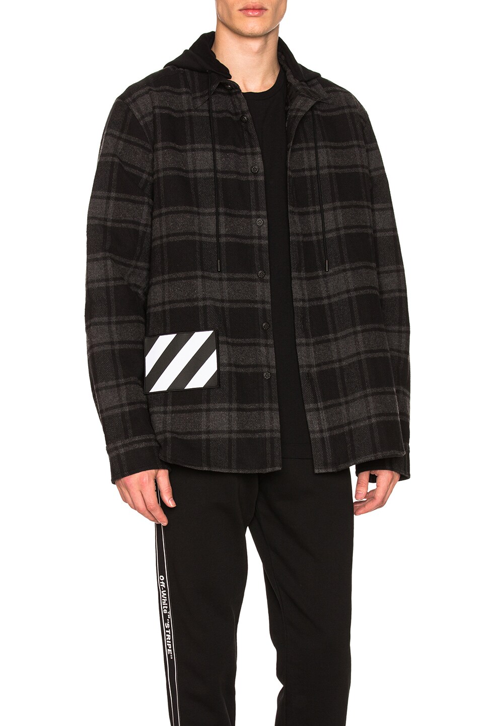 Image 1 of OFF-WHITE Padded Hooded Shirt in Black