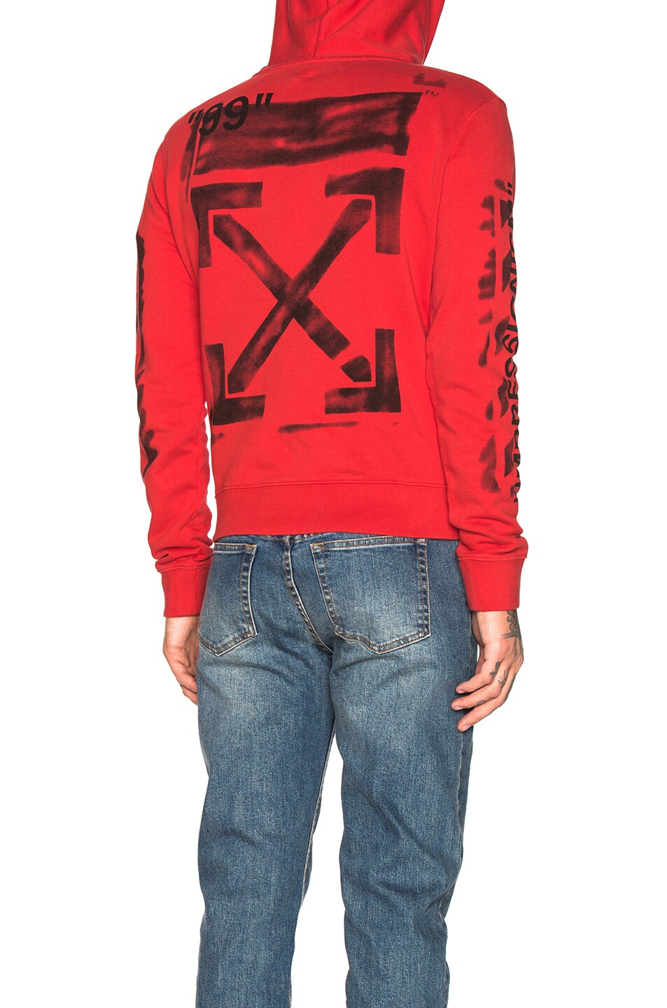 Image 1 of OFF-WHITE Diagonal Stencil Hoodie in Red & Black