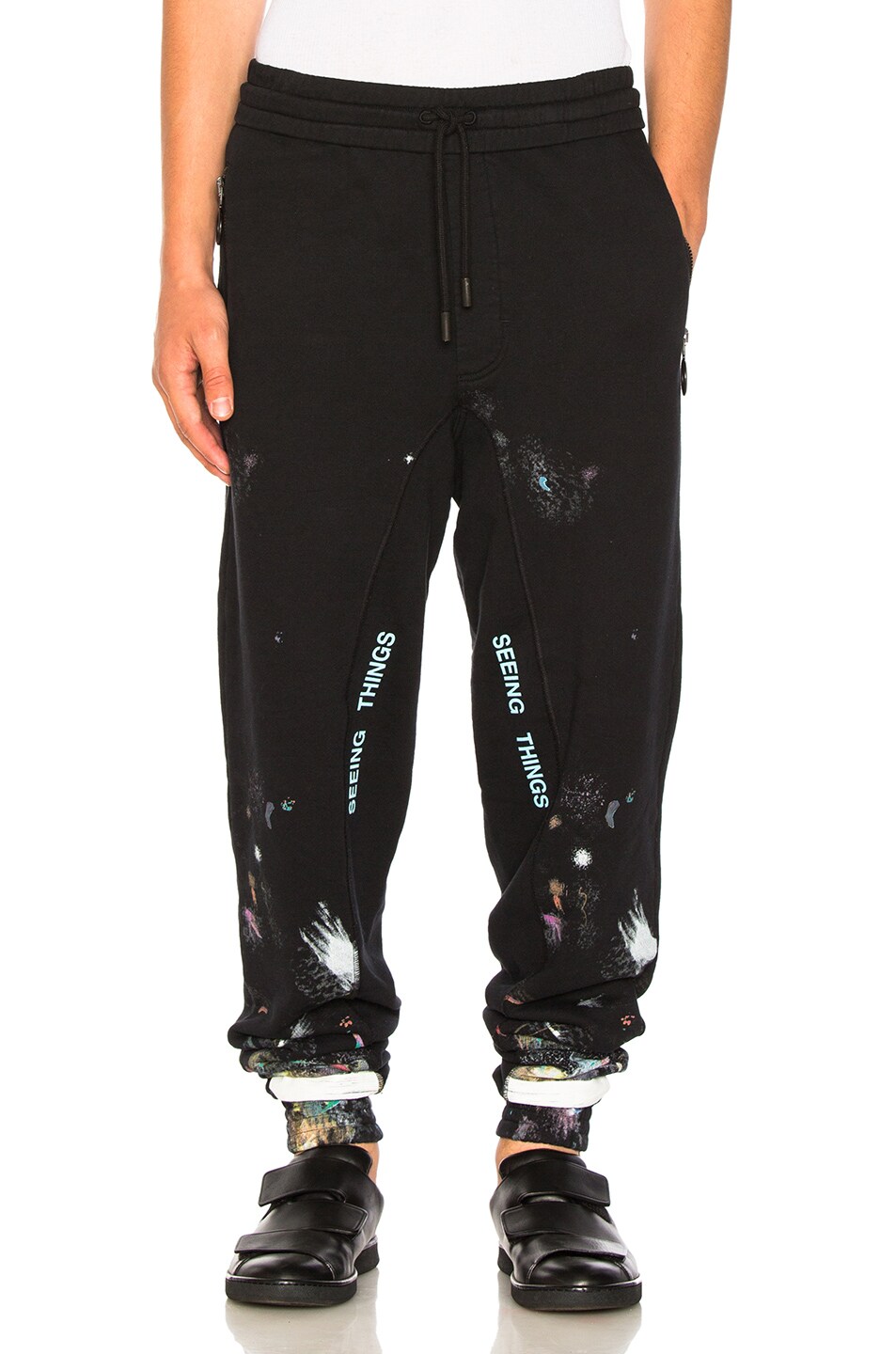 Image 1 of OFF-WHITE Diagonal Galaxy Brushed Sweatpants in Black & White