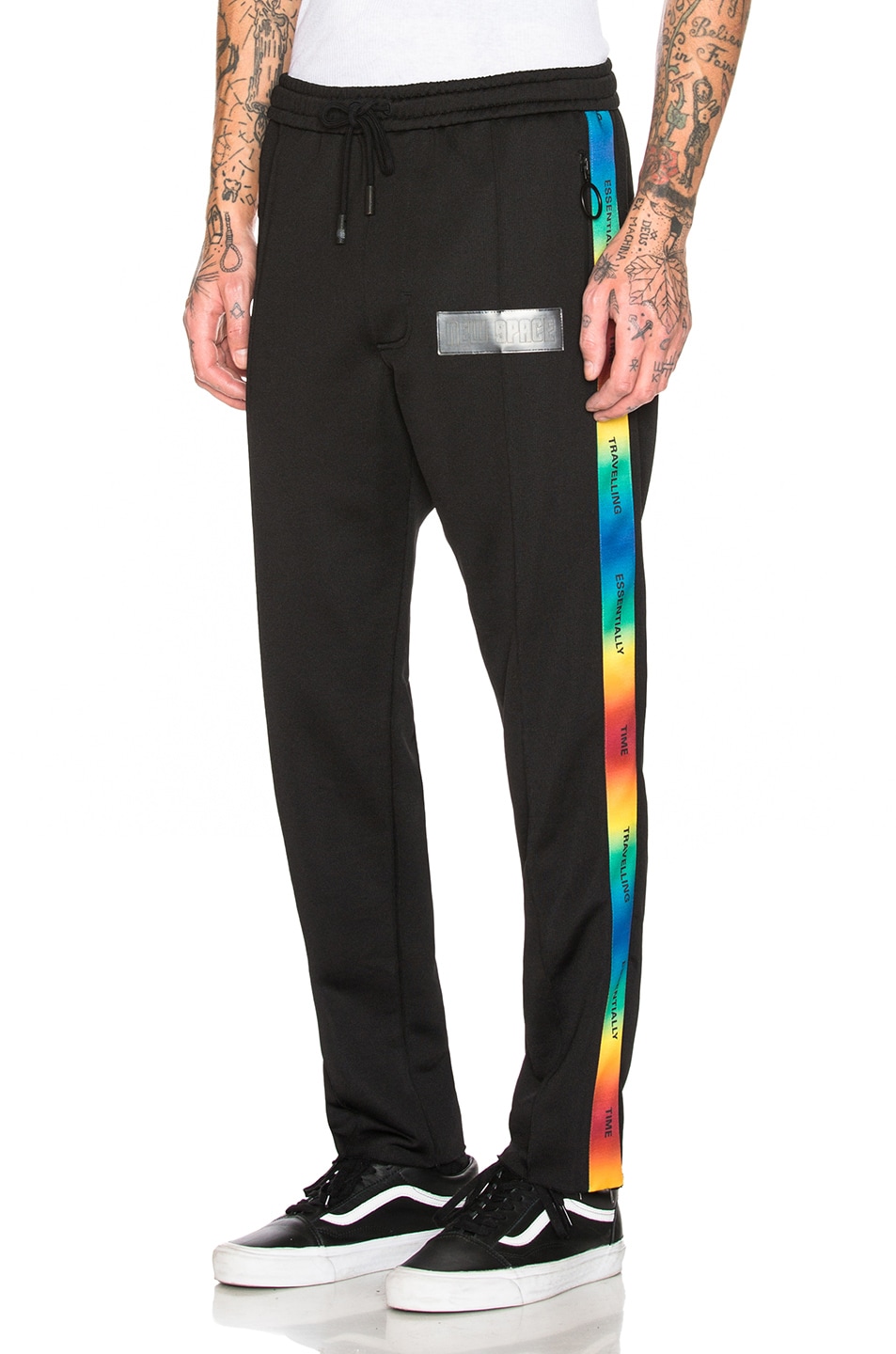 Image 1 of OFF-WHITE ART DAD Time Travelling Track Pants in Black & Multicolor