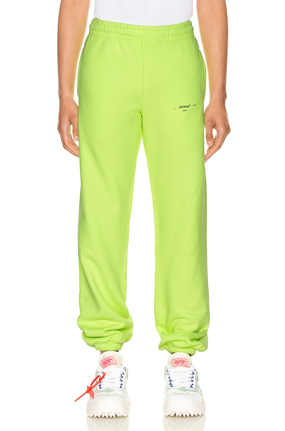 Image 1 of OFF-WHITE "Off W Logo" Slim Sweatpant in Fluo Yellow