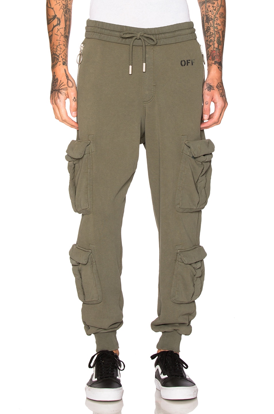 Image 1 of OFF-WHITE Washed Cargo Pant in Green & White