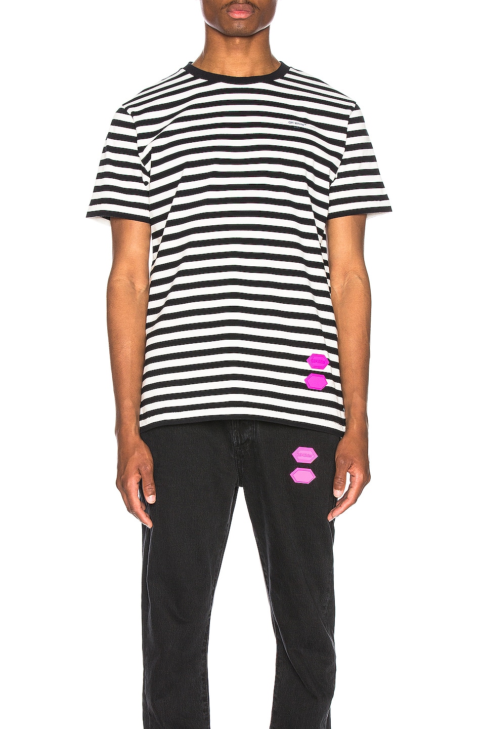 Image 1 of OFF-WHITE EXCLUSIVE Striped Tee in Black