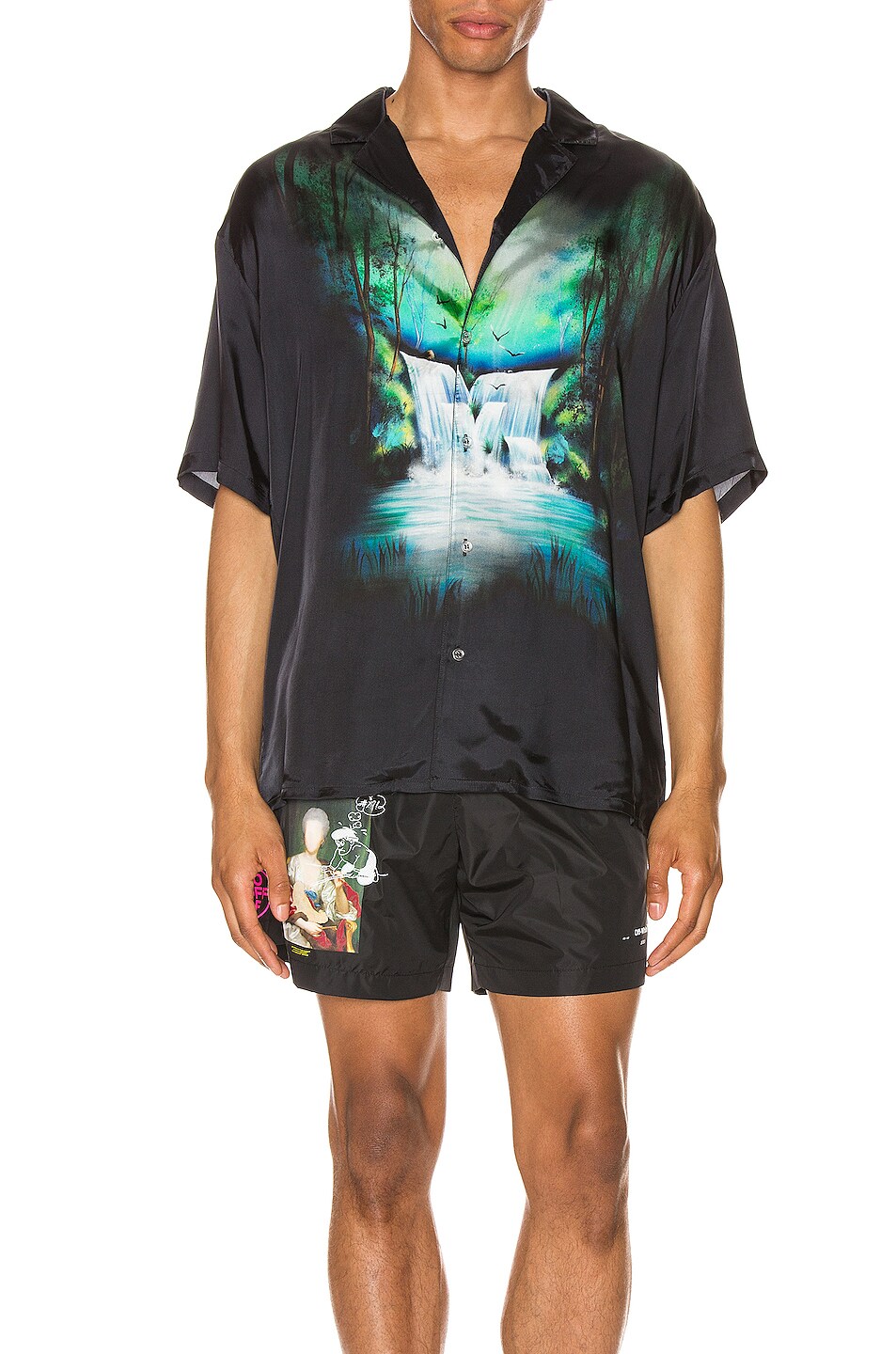 Image 1 of OFF-WHITE Waterfall Holiday Shirt in Black Multi