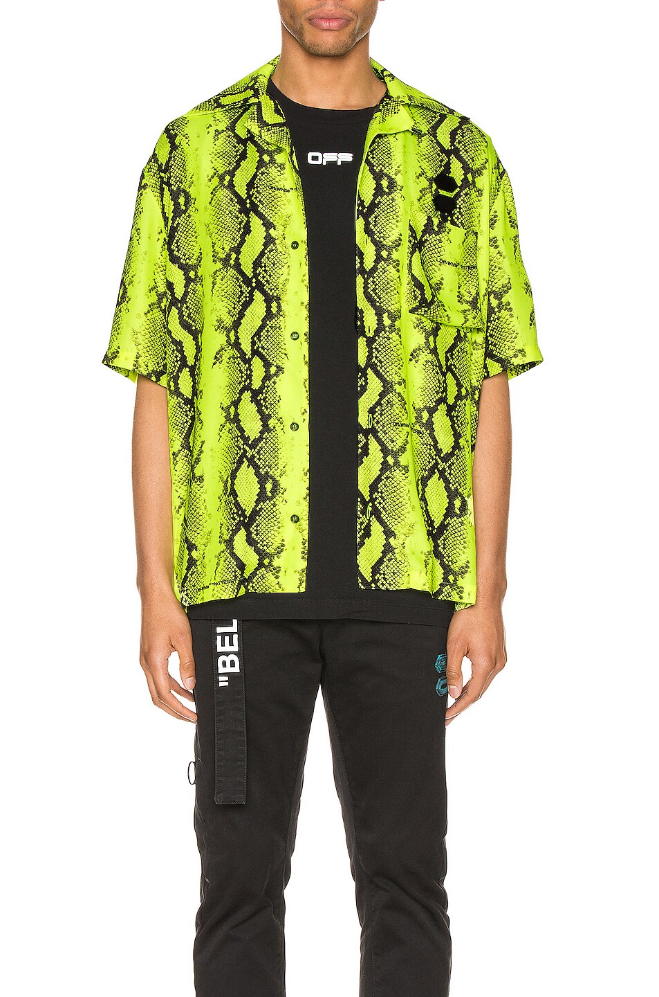 Image 1 of OFF-WHITE Snake Holiday Shirt in Fluo Yellow