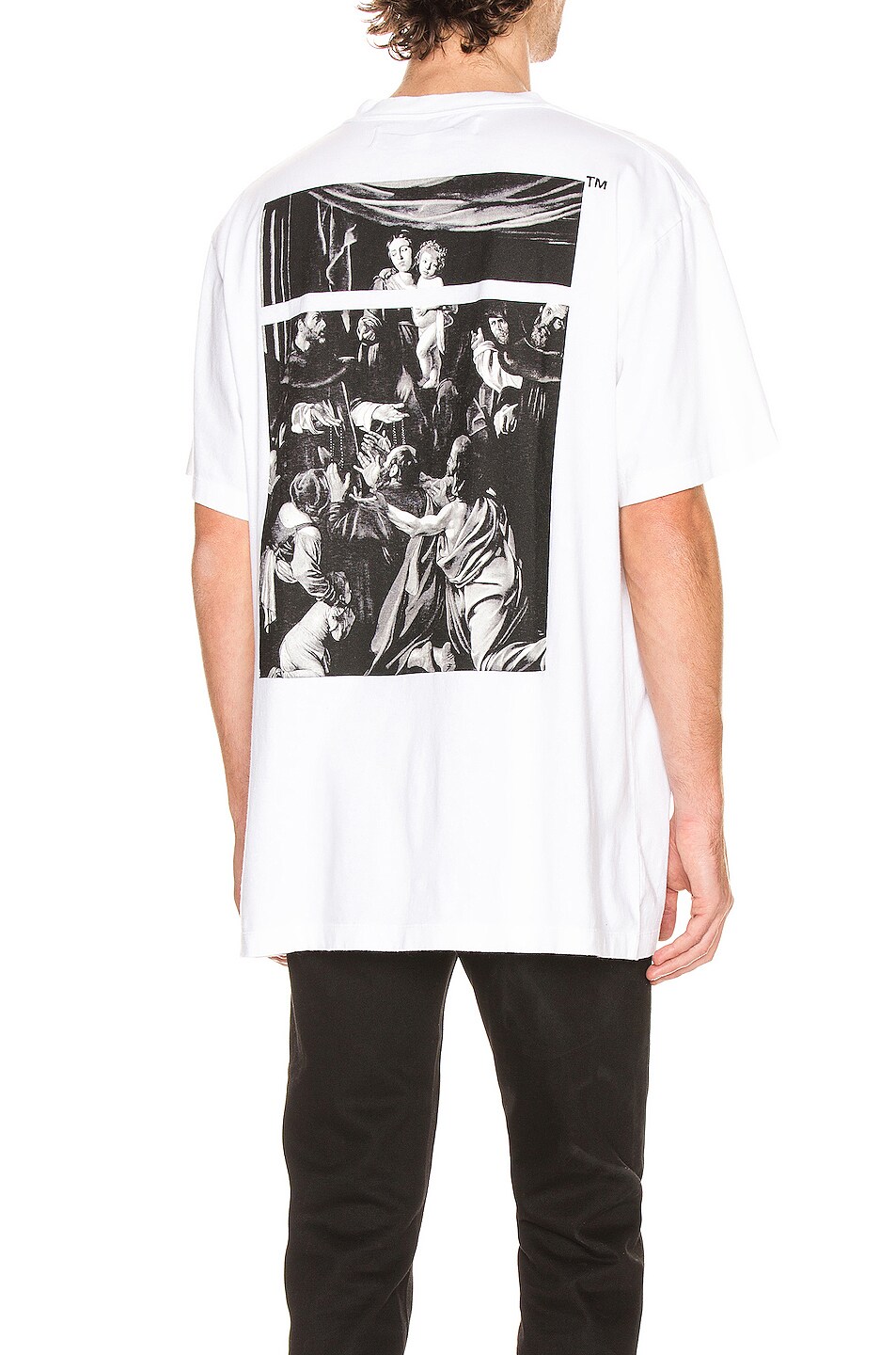 Image 1 of OFF-WHITE Caravaggio Square Short Sleeve Tee in White & Multi