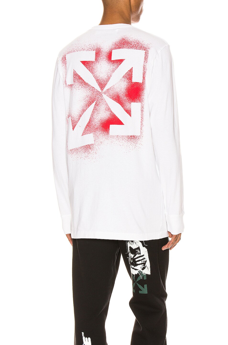 Image 1 of OFF-WHITE Stencil Long Sleeve Tee in White & Red