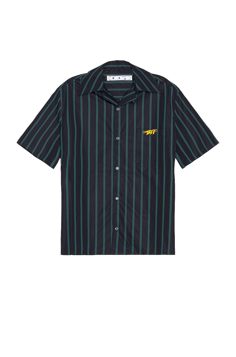 Image 1 of OFF-WHITE Striped Holiday Shirt in Dark Blue & Dark Green