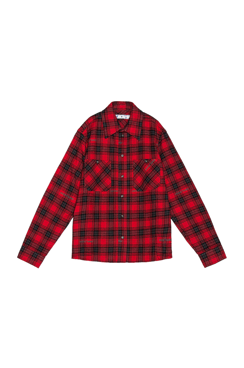 Image 1 of OFF-WHITE Stencil Flannel Check Shirt in Red & Black
