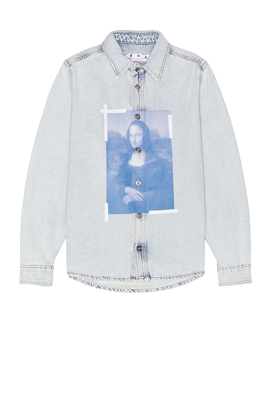 Image 1 of OFF-WHITE Mona Lisa Denim Shirt in Bleach Blue & Blue