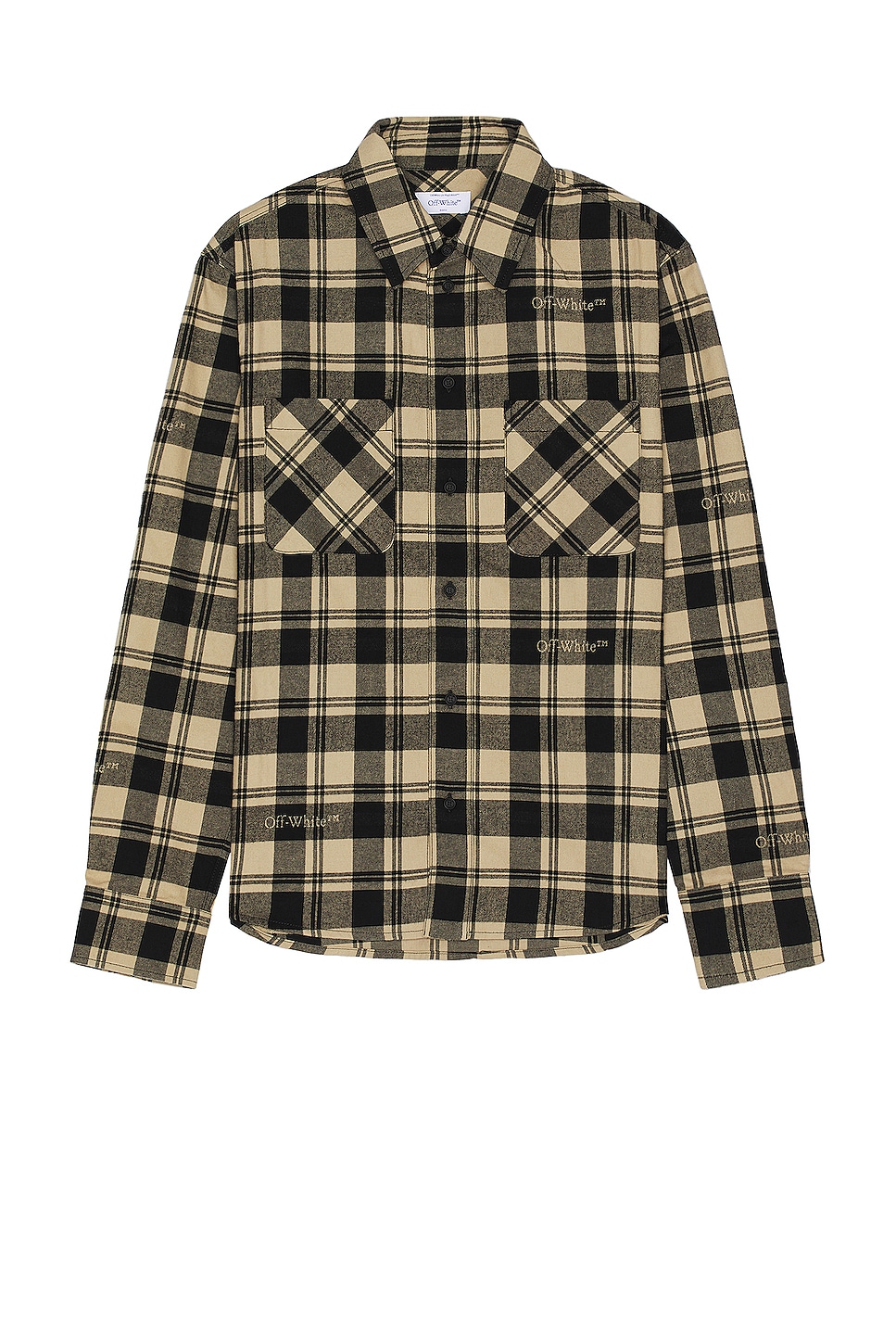 Image 1 of OFF-WHITE Check Flannel Shirt in Beige Black