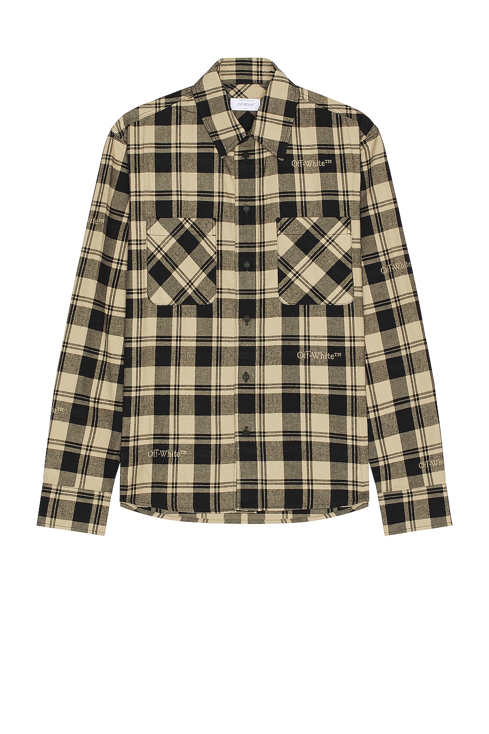 Image 1 of OFF-WHITE Check Flannel Shirt in Black