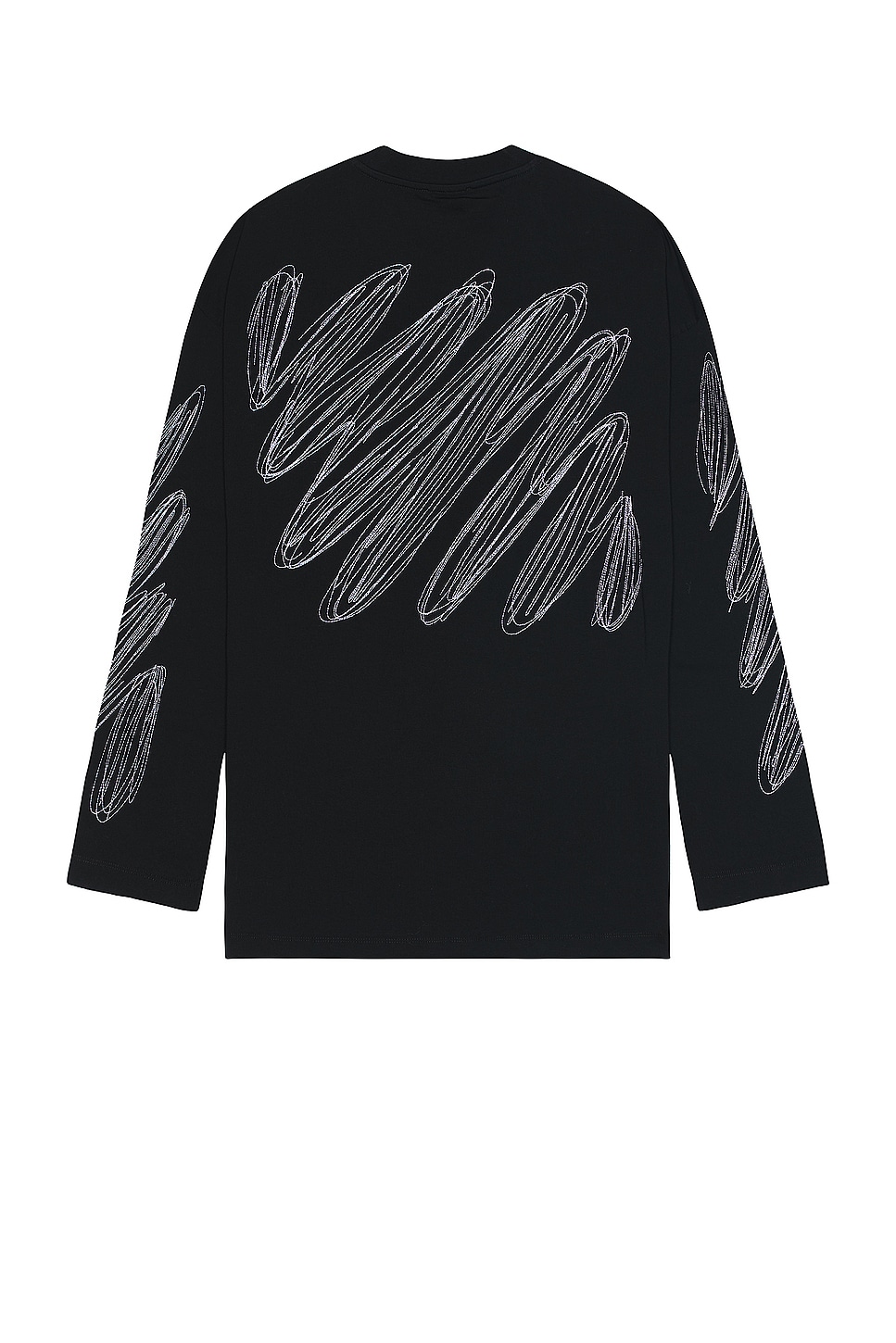 Image 1 of OFF-WHITE Scribble Diag Wide Long Sleeve T-shirt in Black & White