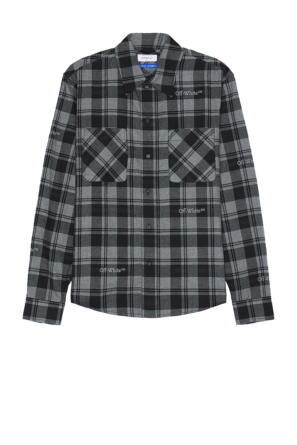 Image 1 of OFF-WHITE Check Flannel Shirt in Dark Grey & Black