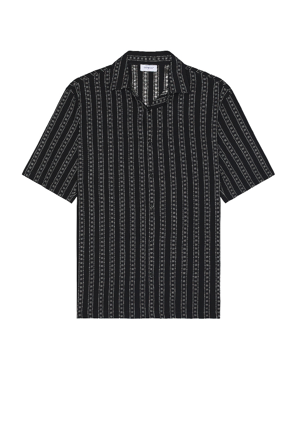 Image 1 of OFF-WHITE Stripes Bowling Shirt in Black & Ivory