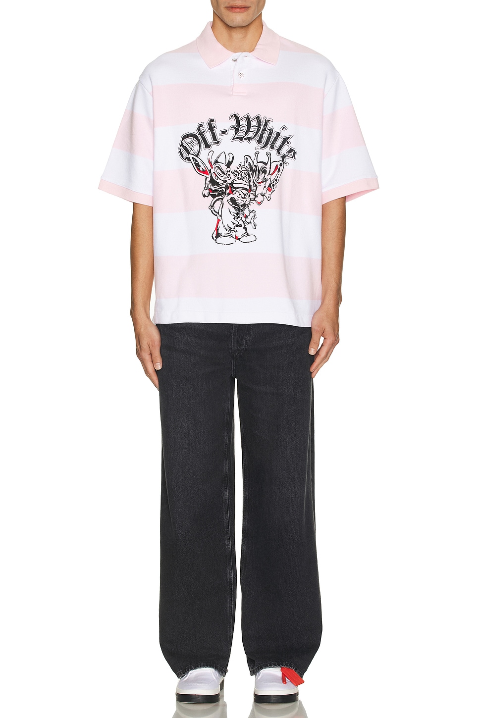Image 1 of OFF-WHITE Bicolor Gang Short Sleeve Polo in White