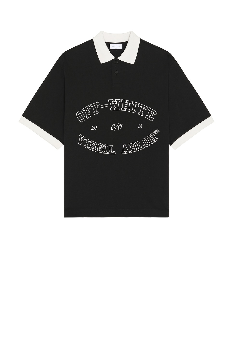 Image 1 of OFF-WHITE College Short Sleeve Polo in Black