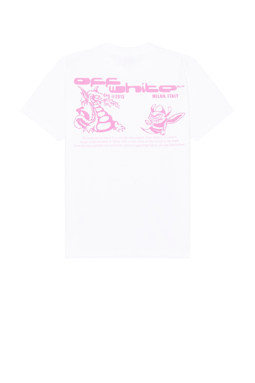 Image 1 of OFF-WHITE Dragon Bee Slim T-Shirt in White & Sea Pink