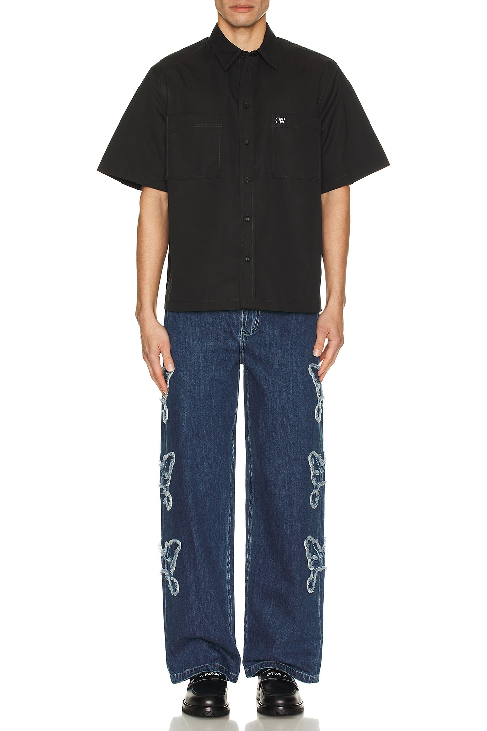 Image 1 of OFF-WHITE Embroidered Summer Heavycot Shirt in Black