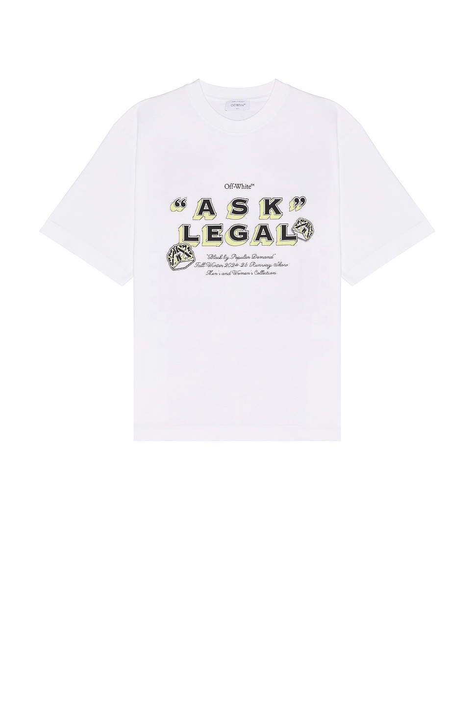 Image 1 of OFF-WHITE Arrow Ask Legal Skate Short Sleeve Tee in White