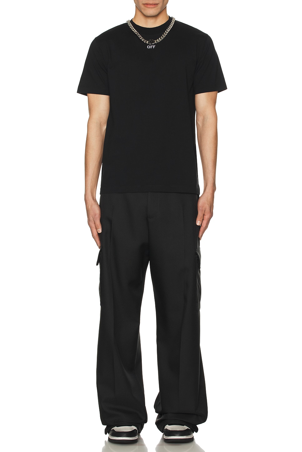 Image 1 of OFF-WHITE Stitch Arrow Slim Short Sleeve Tee in Black & White