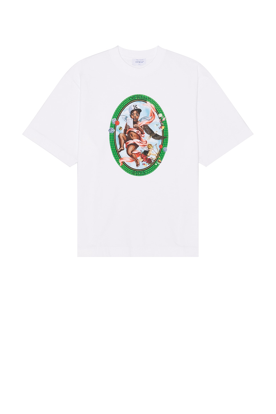 Image 1 of OFF-WHITE Fresco Oval Skate Short Sleeve Tee in White & Black