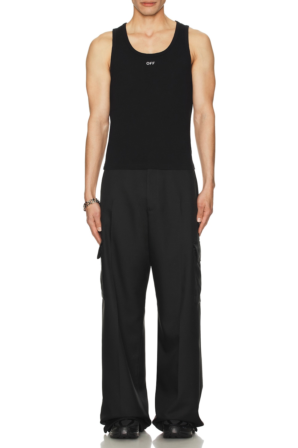 Image 1 of OFF-WHITE Off Stamp Rib Tank in Black