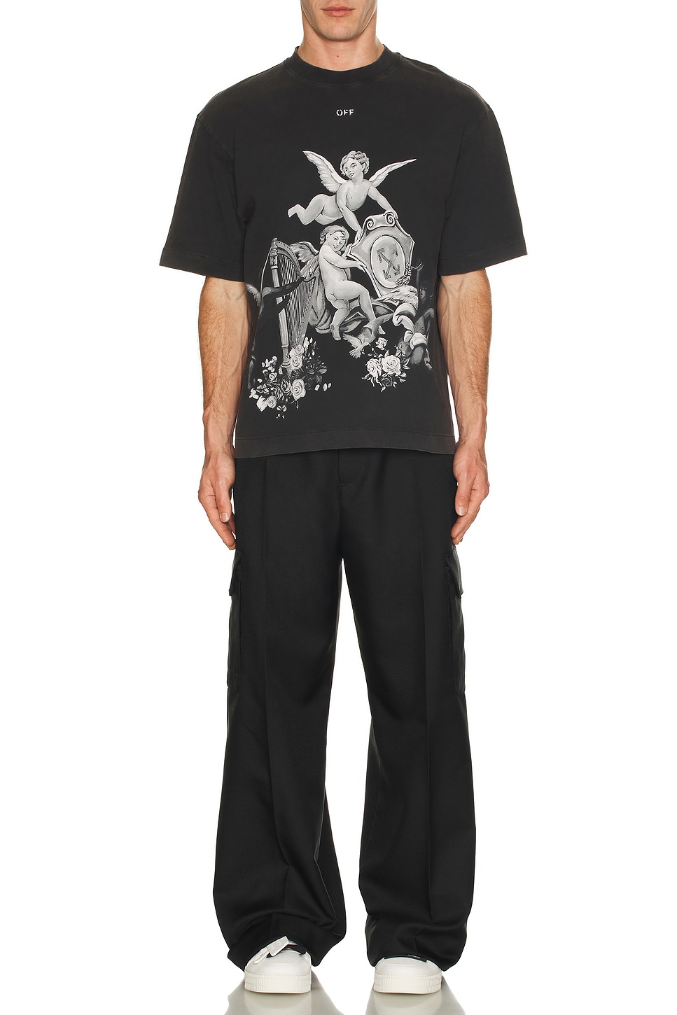 Image 1 of OFF-WHITE Putti Skate Short Sleeve Tee in Vintage Black & White