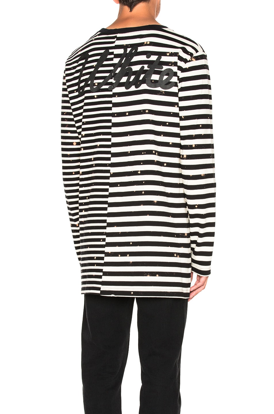 Image 1 of OFF-WHITE Striped Long Sleeve Tee in White & Black