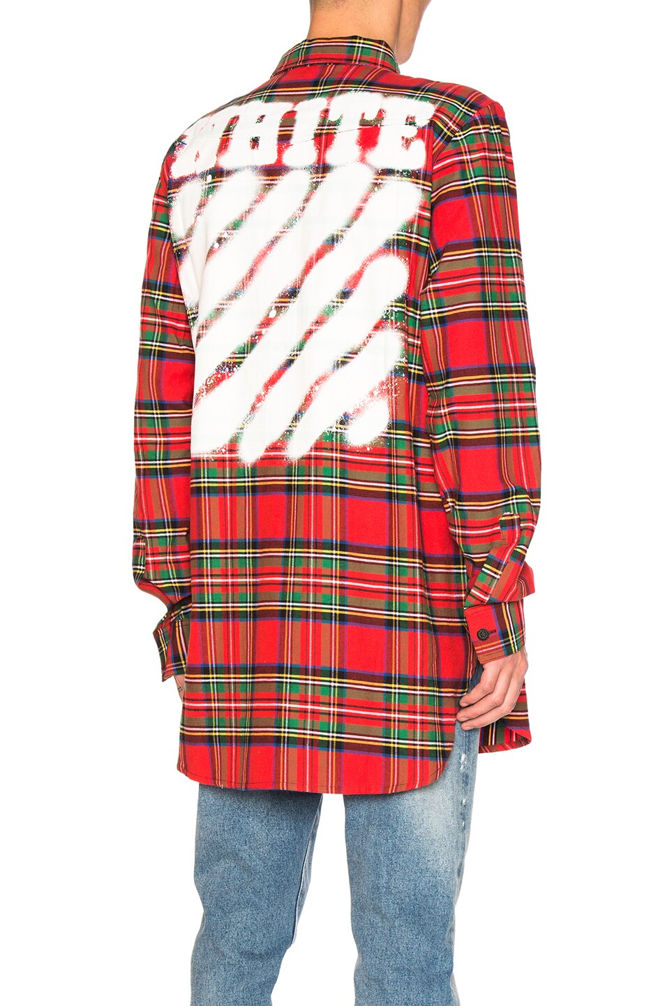 Image 1 of OFF-WHITE Diagonal Spray Check Shirt in Red All Over & White