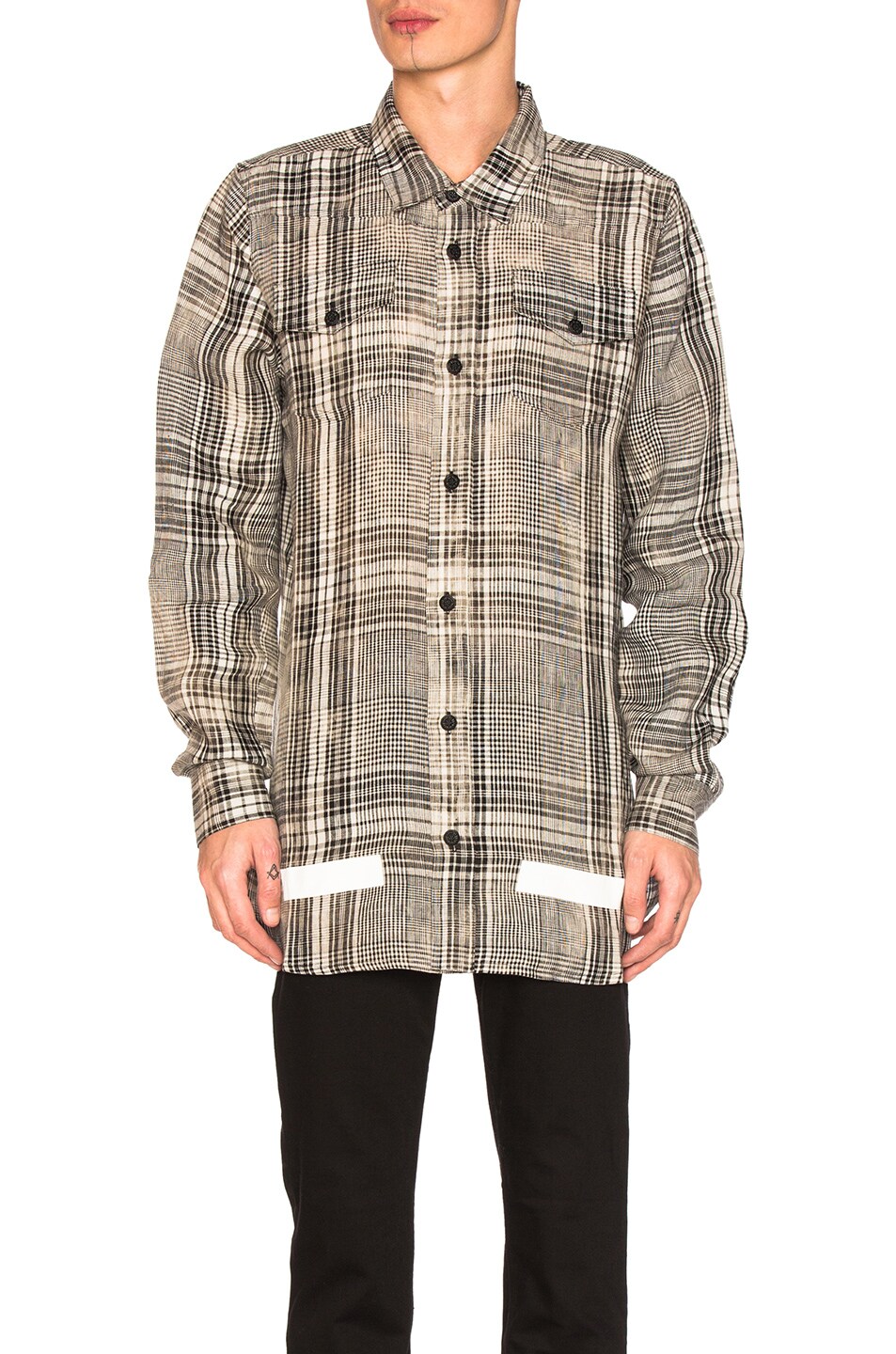 Image 1 of OFF-WHITE Linen Check Shirt in Beige All Over & White