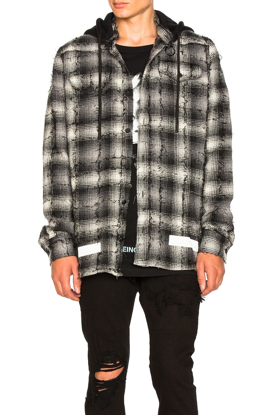 Image 1 of OFF-WHITE Diagonal Check Hooded Shirt in White